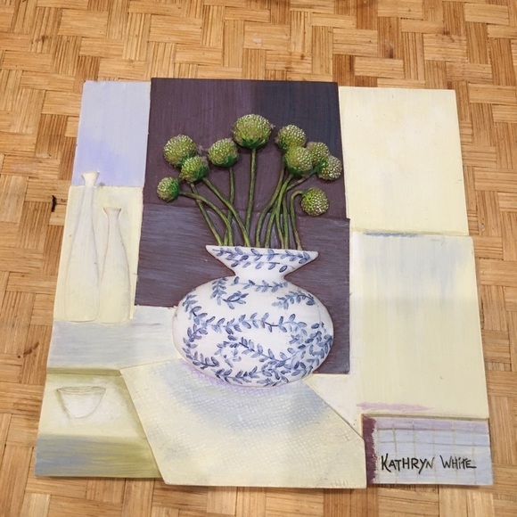 KATHRYN WHITE 3D ART TILE. Floral ceramic tile by artist KATHRYN WHITE - Picture 2 of 6